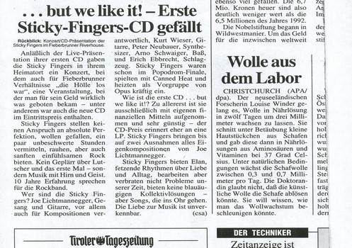 Sticky Fingers CD Release 1993 Artikel